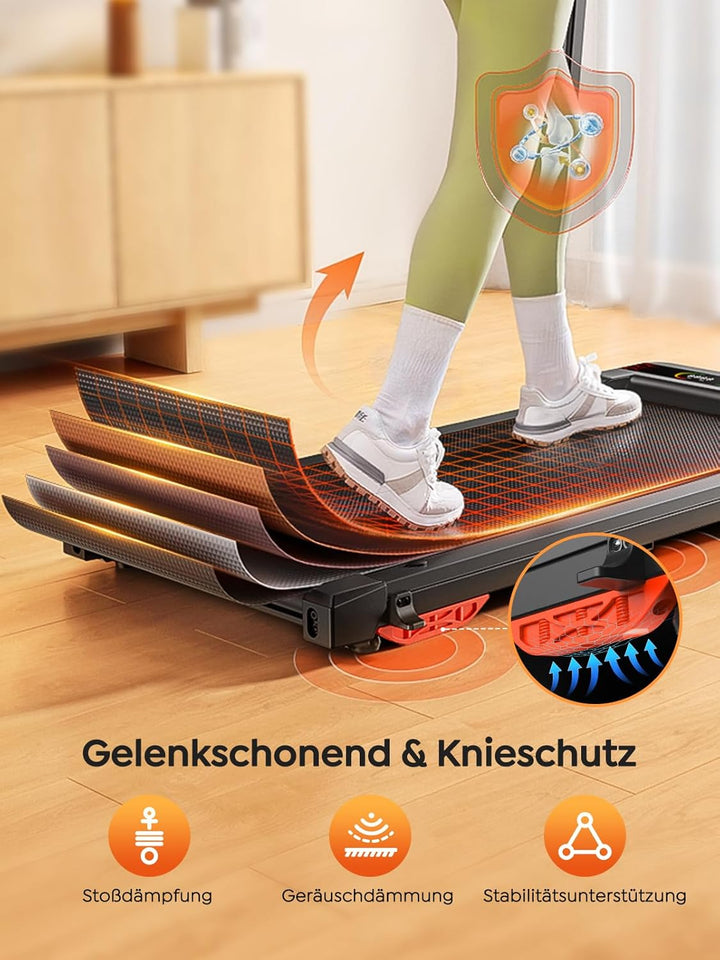 Laufband für Zuhause &amp; Büro Klappbar, Walking Pad mit Steigung - 9% Neigung | 1–12 km/h, 120 kg, LED