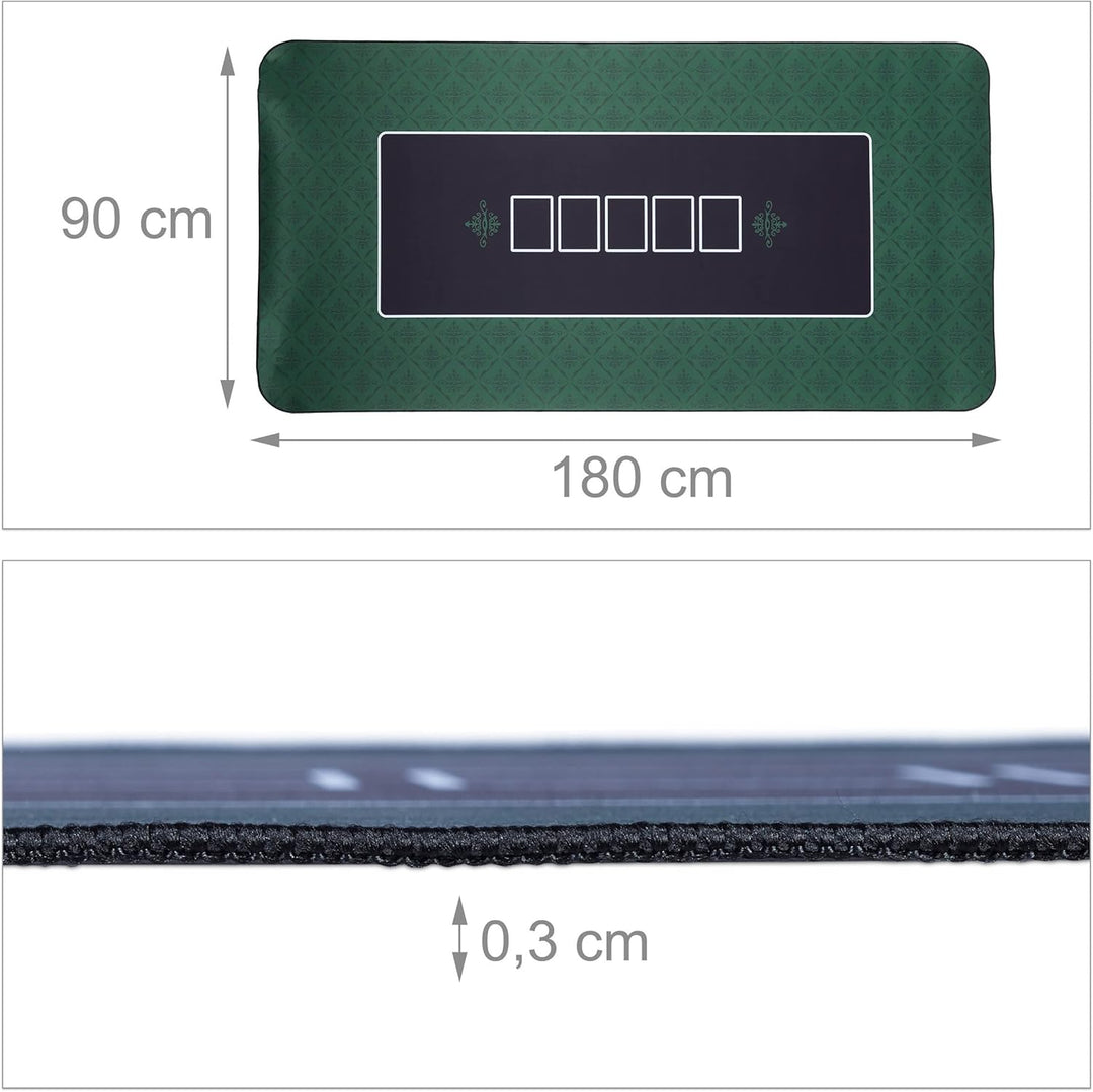 Relaxdays Pokermatte 180 x 90 cm, Texas Holdem, Pokertischauflage gross, rutschhemmend, Polyester, P
