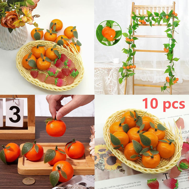 10 Stück realistische künstliche Zitrusfrüchte mit Blättern Simuliertes Orange Künstliche Orangen Si