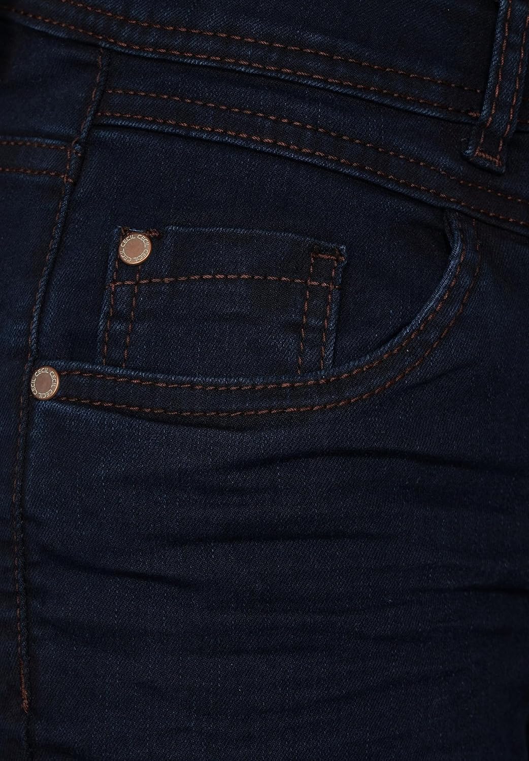 Cecil Damen Jeanshose Slim und High 26W / 34L Blue Black Washed, 26W / 34L Blue Black Washed