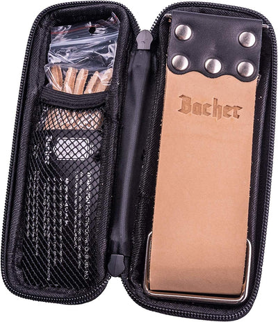 BACHER Premium Leder Streichriemen zum Schärfen von Rasiermesser Set mit Polierpaste für Abziehrieme