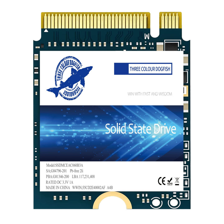Dogfish SSD 512GB M.2 2230 NVMe PCIe Gen 3.0 x4 Interne Solid State Drive, Gaming SSD, Kompatibel mi