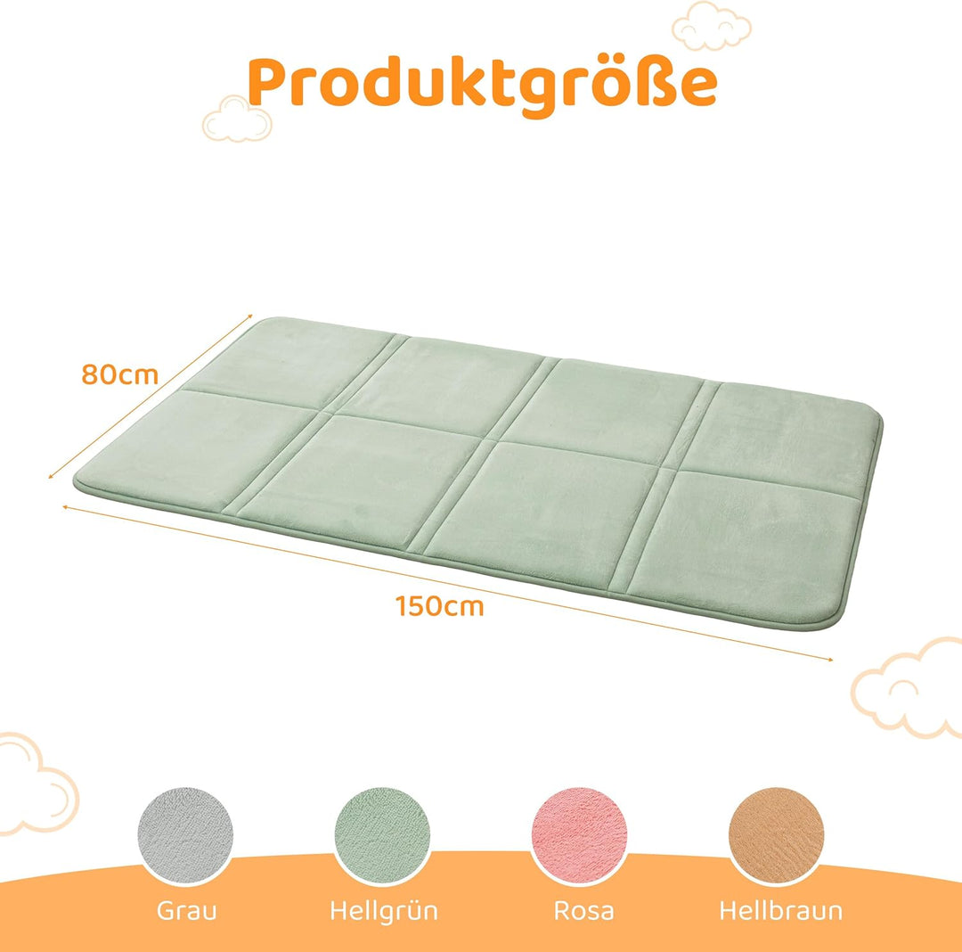 BYBYME 3cm Dicke Faltbare Krabbelmatte Baby, 80x150cm Spielmatte mit Rutschfester Unterseite, Weiche