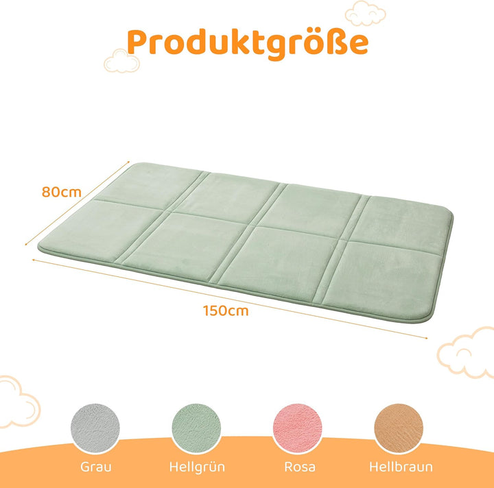 BYBYME 3cm Dicke Faltbare Krabbelmatte Baby, 80x150cm Spielmatte mit Rutschfester Unterseite, Weiche