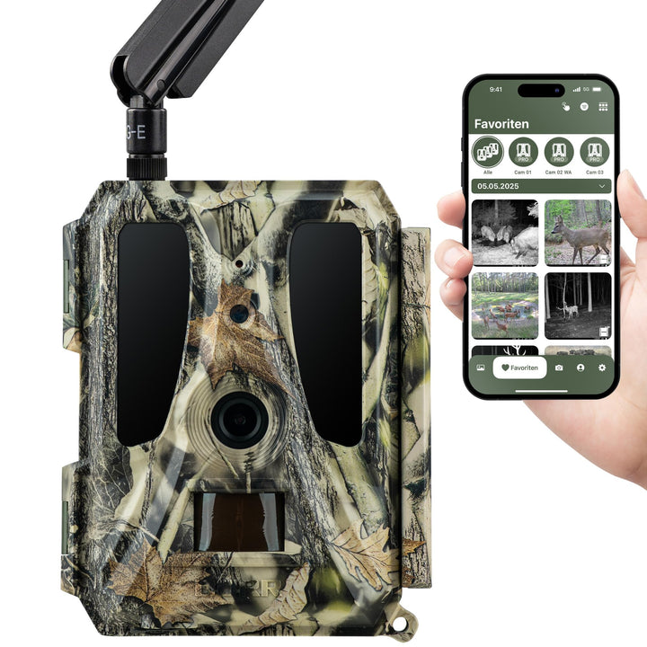 DÖRR Cloud Pro 4G Wildkamera, Überwachungskamera, 100°, Wiederaufladbar 18650, iOS & Android & Web A