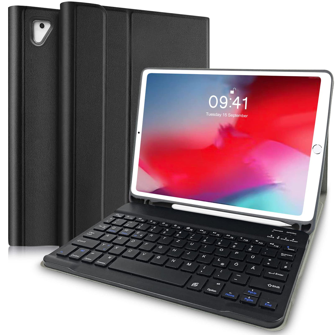 Tastatur Hülle für iPad 9.7 QWERTZ Deutsches Tastatur 2018 (6 Generation)/9.7 2017 (5. Generation)/i