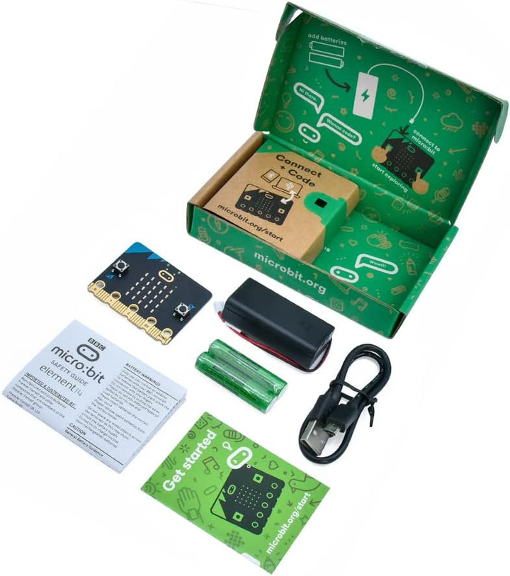 KEYESTUDIO BBC Micro:Bit Go für Micro bit Starter Set mit V2 Microbit Board, Batteriehalter, Micro-U