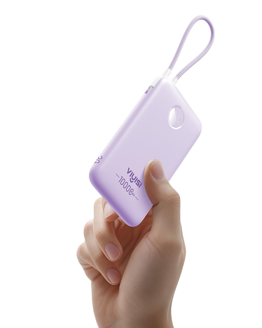 VIYISI Powerbank 10000mAh Ultradünn, 22.5W PD 20W Fast Charge mit Integriertem USB-C Kabel, LED-Anze