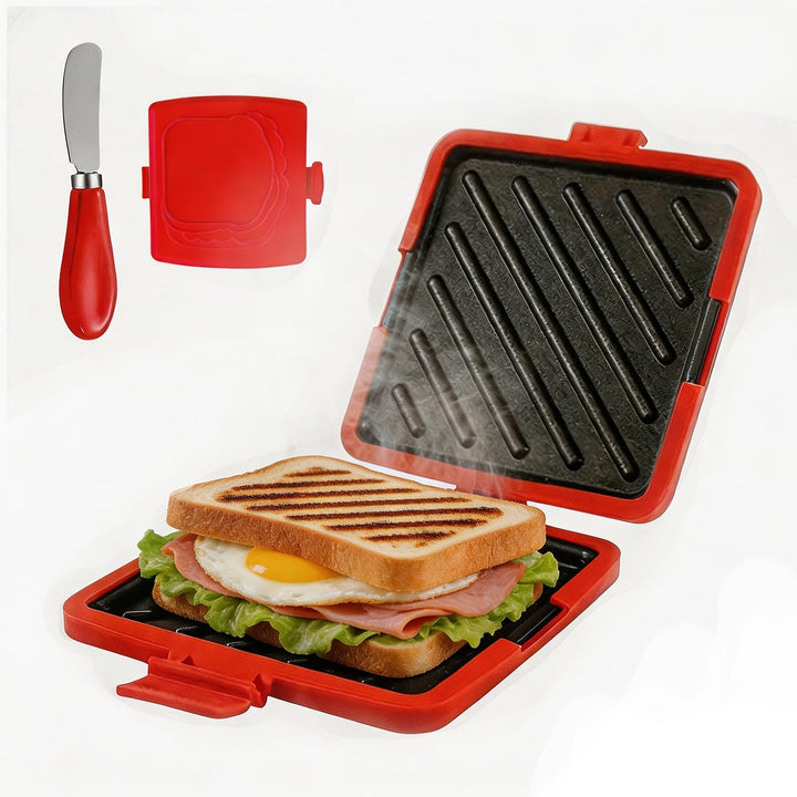 Sandwichmaker Mikrowellen, Silikon Sandwichtoaster 16 cm, Sandwich Maker Mit Buttermesser, Presse 3