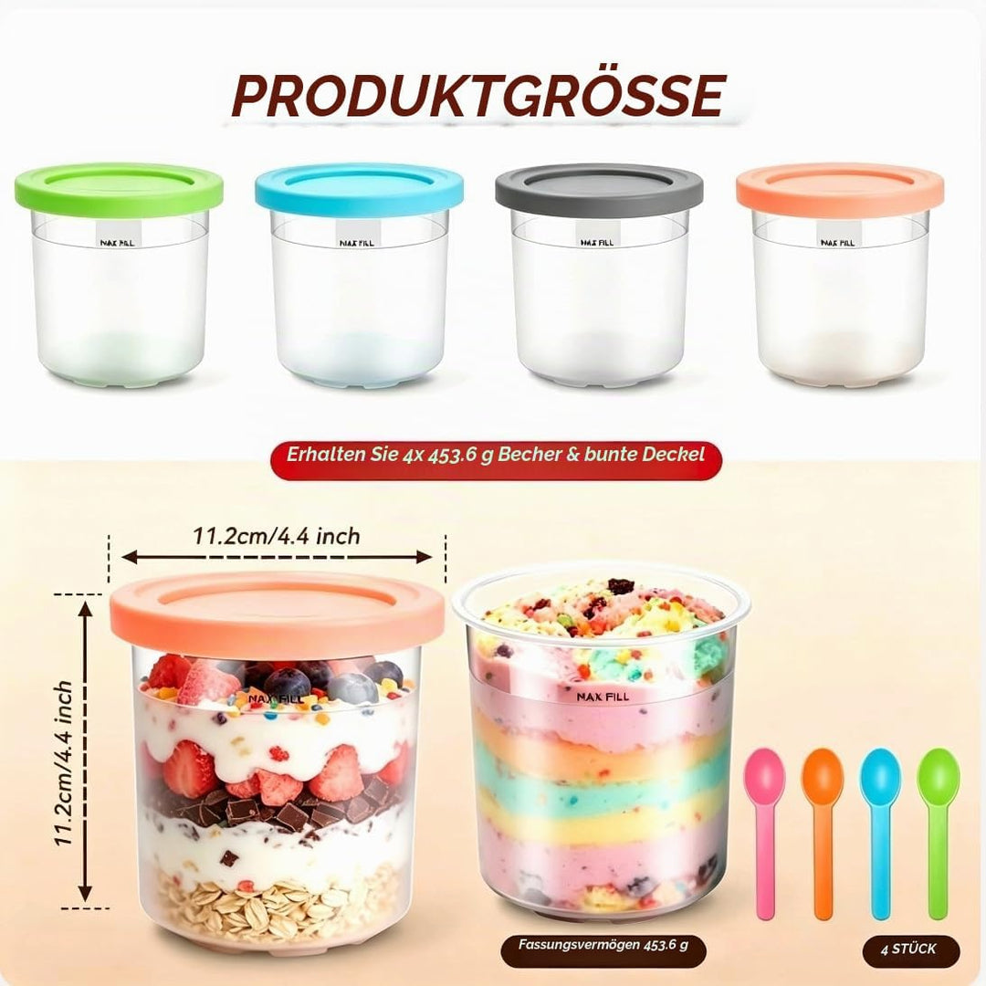 4 Stück Container for Ninja Creami NC300EU NC301EU,Replacement for Ninja Creami Deluxe Pints and Lid