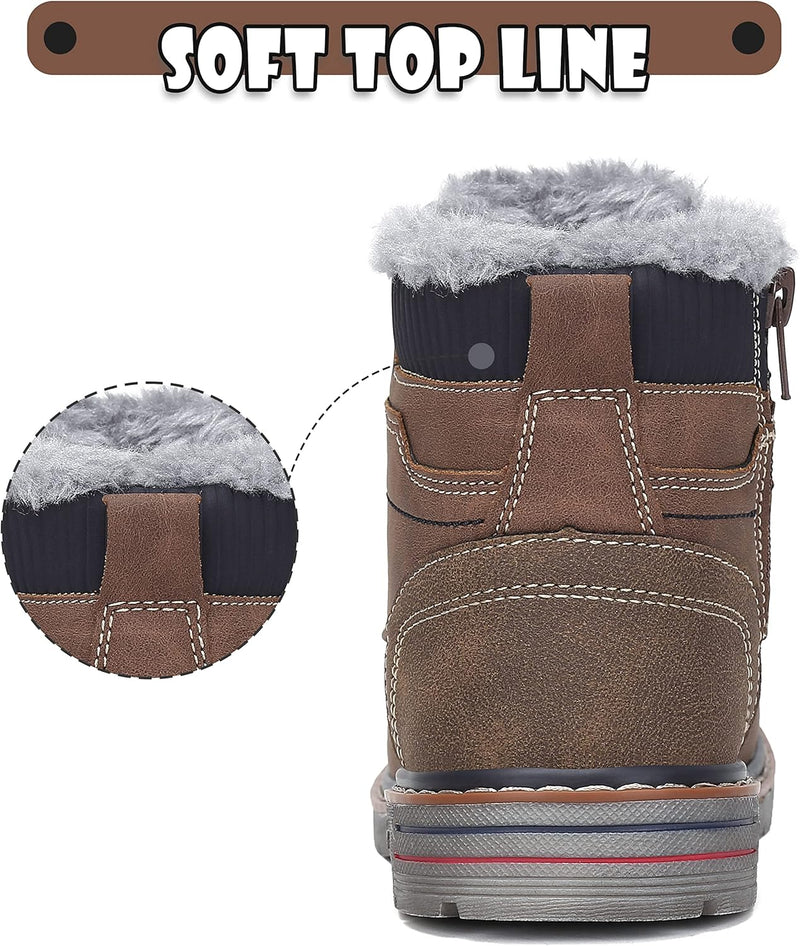 Mishansha Kinder Schnürstiefel Warme Gefüttert Winterschuhe für Jungen Mädchen Gr.24-38 24 EU Braun,