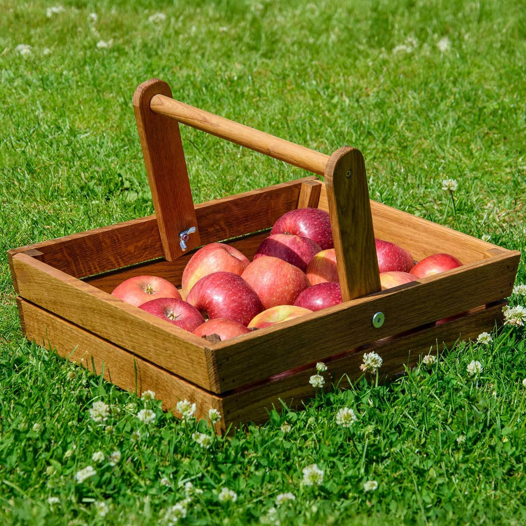 dobar® green label 29025FSCe Premium Erntekorb | Gartenkorb Eichenholz Massiv | Design Obstkorb | Pi