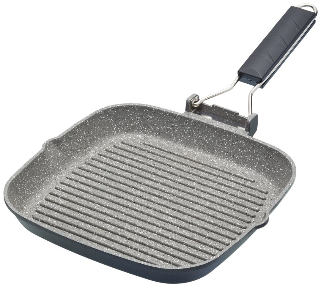MasterClass Induktionssichere Antihaft-Grillpfanne mit Klappgriff, 20 cm (8"), Schwarz, 20 cm