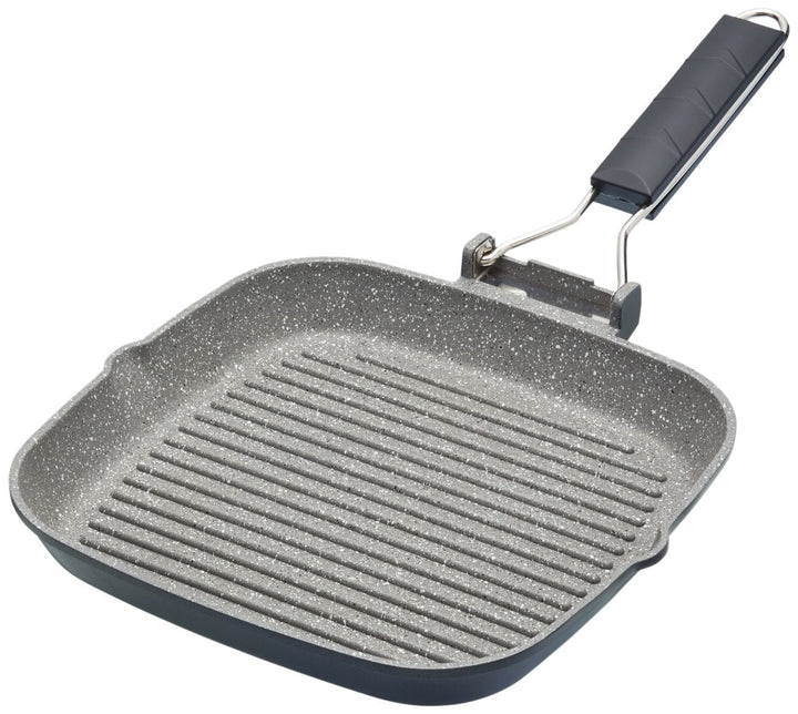 MasterClass Induktionssichere Antihaft-Grillpfanne mit Klappgriff, 20 cm (8"), Schwarz, 20 cm