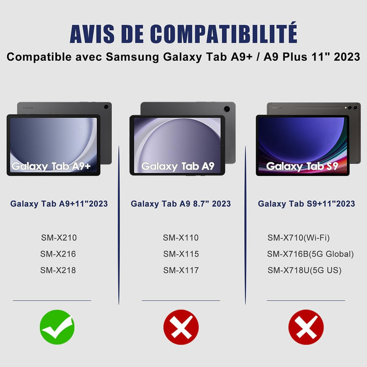 Tastatur Hülle für Samsung Galaxy Tab А9 Plus 2023 11 Zoll,Französisches Layout