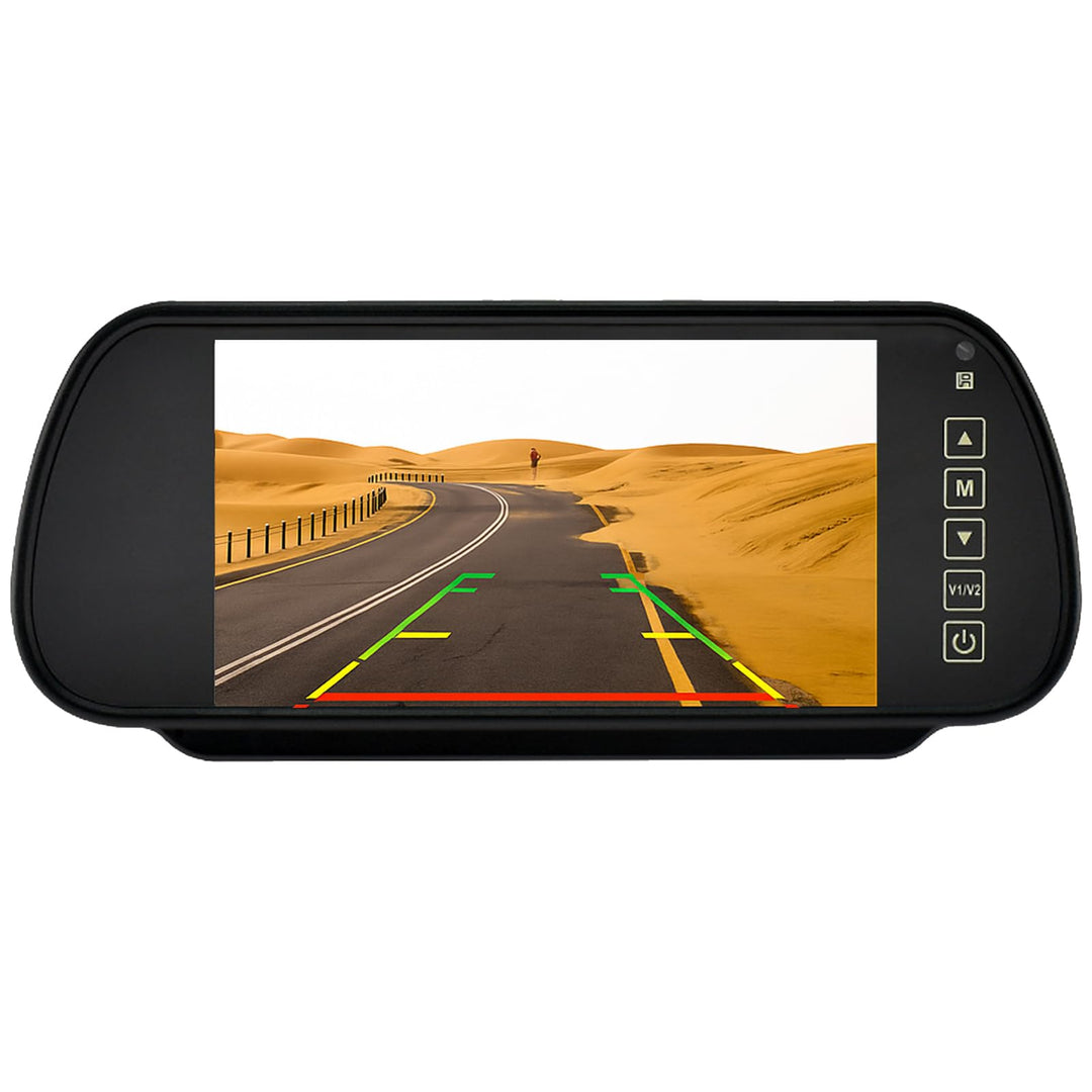 7 Zoll Rückfahrkamera Spiegel Monitor 12–24V – Clip-On Innenspiegel mit 7" 800x480 LCD TFT &amp; Parkhil