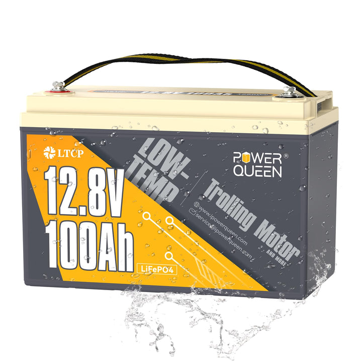 Power Queen 12V 100Ah LiFePO4 Batterie mit 100A BMS Low Temperature Schutz, Grade A Lithium Batterie