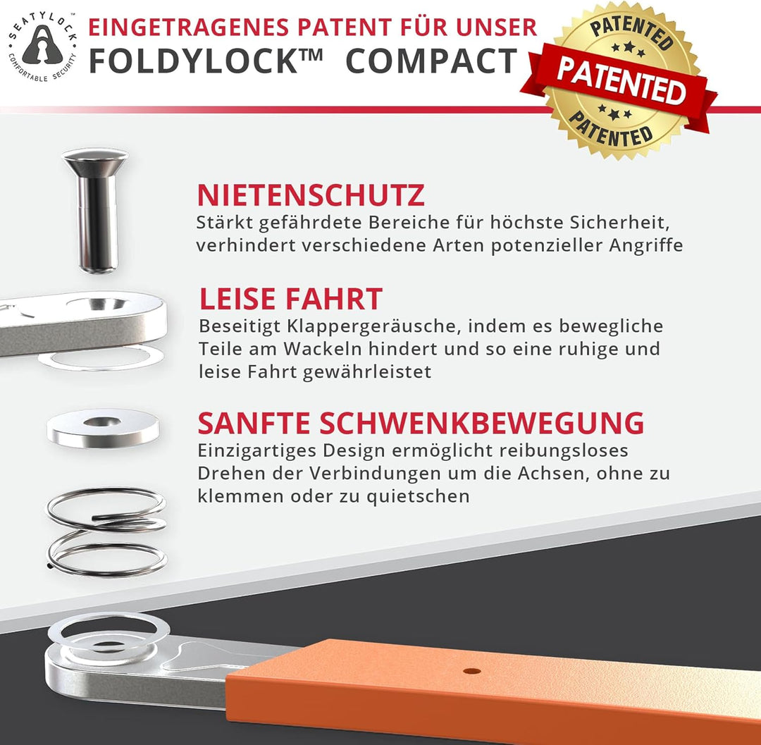 FoldyLock Compact Fahrrad Faltschloss – Patentiertes Testsieger Fahrradschloss mit Schlüssel und Hal