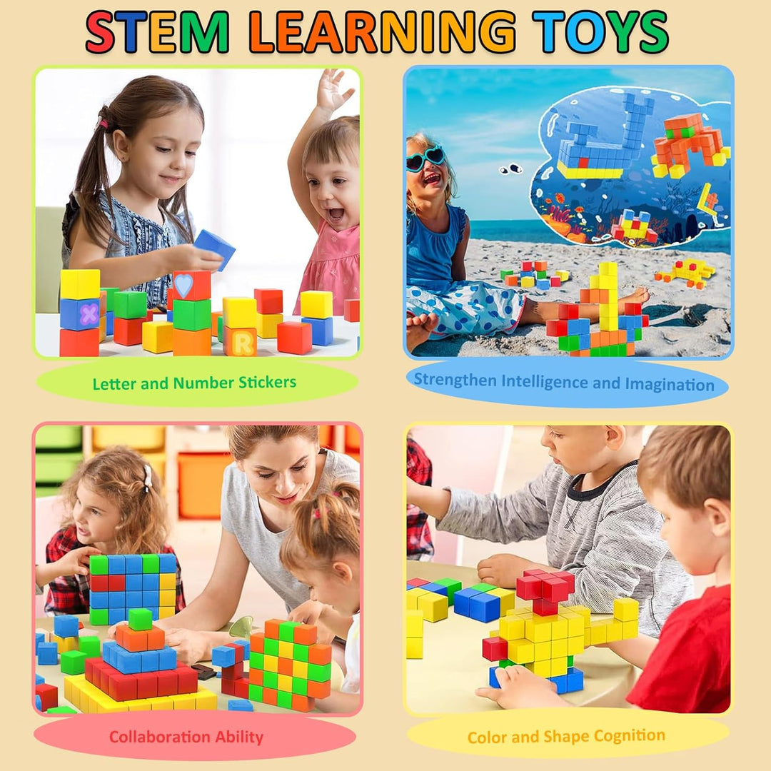 ASOK 57 PCS Magnetische Blöcke Magnetische Gebäudeblöcke mit Aufkleber für Kinder ab 3 Jahren Magnet