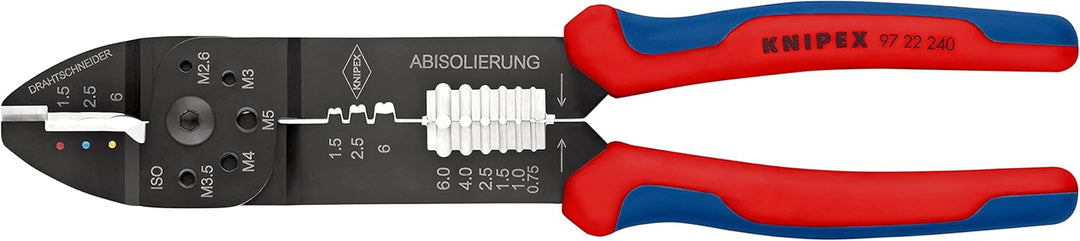 KNIPEX Crimpzange auf SB-Karte schwarz lackiert mit Mehrkomponenten-Hüllen 240 mm, 97 22 240 SB