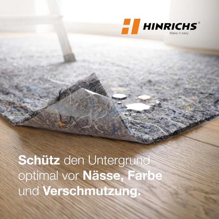 Hinrichs Malervlies 50m Rolle 180g/m² - Durchsickerungsschutz für Flüssigkeiten - Abdeckvlies 50m -