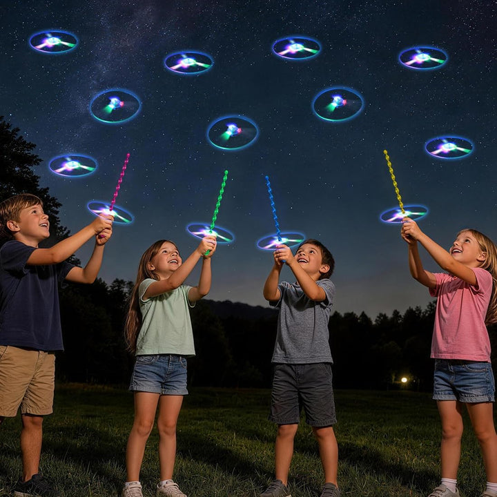 Meleager Propeller Spielzeug Kinder, Leucht Propellespielzeug, Werfer und Scheiben, 16 Stück Outdoor