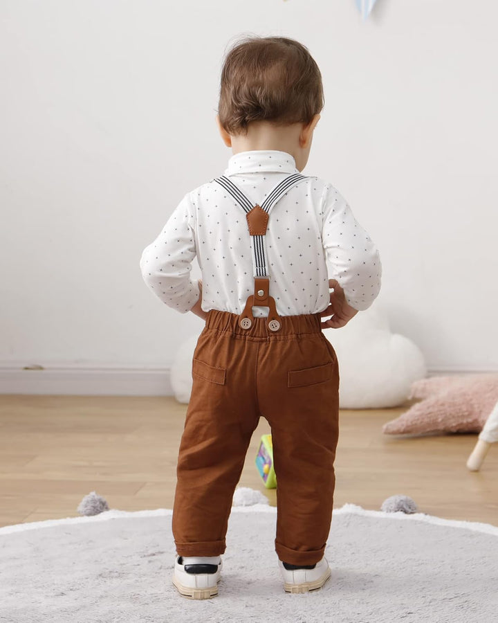 Baby Jungen Anzug Bekleidungssets, 0-18 Monate 4tlg Hochzeit Festliche Taufanzug Strampler mit Flieg