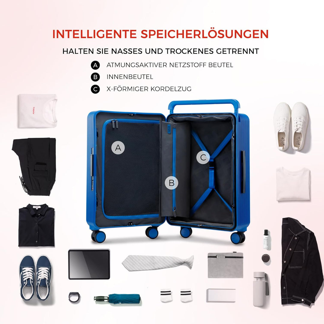 TUPLUS Koffer Trolley ABS Rollkoffer mit 4 Rollen Reisekoffer Handgepäck Hartschalenkoffer mit TSA S