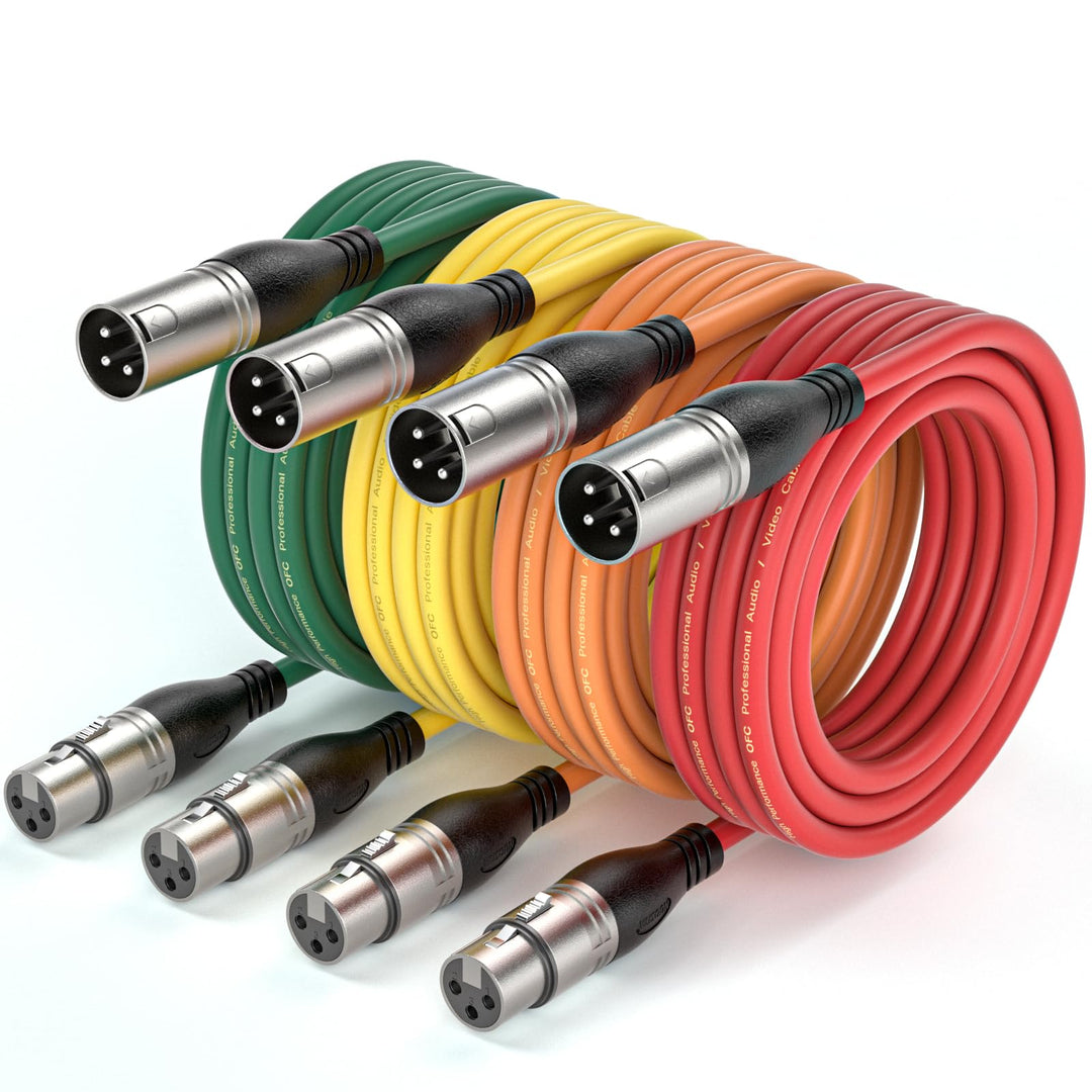 NUOSIYA XLR Kabel 10m 4 Farben, 3-Pin XLR Stecker auf Buchse Mikrofonkabel für Mikrofon, Verstärker,