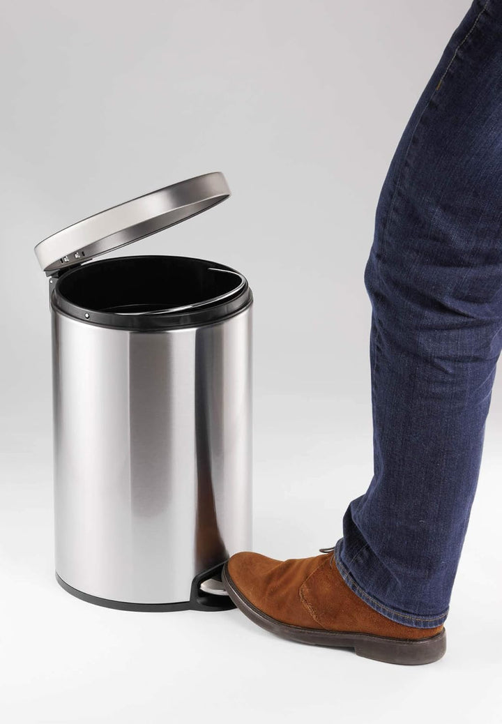 Durable Treteimer Edelstahl rund 12, mit Absenkautomatik und herausnehmbaren Inneneimer 12 L, 1 Stüc