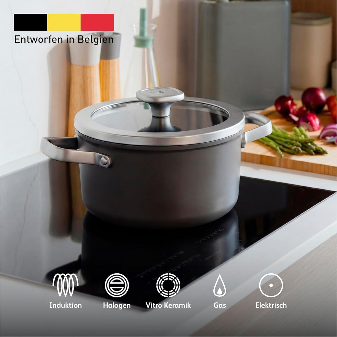 BergHOFF Leo Graphite Kochtopf + Deckel (20cm) - Topf induktion - Suppentopf für alle Herdarten geei