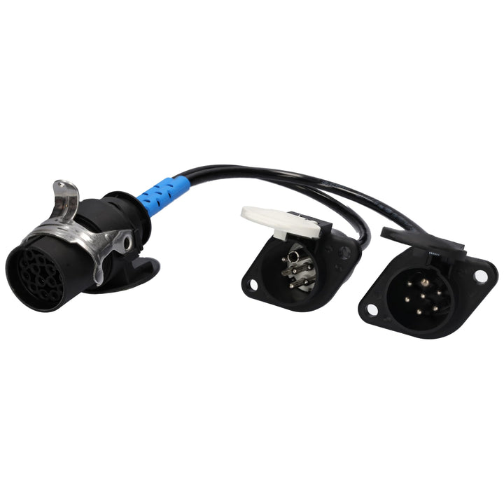 SAMETRUCK LKW Kurzadapter 24V mit 50cm Kabel 15pol auf 2X 7pol Stecker Steckdose Anhänger