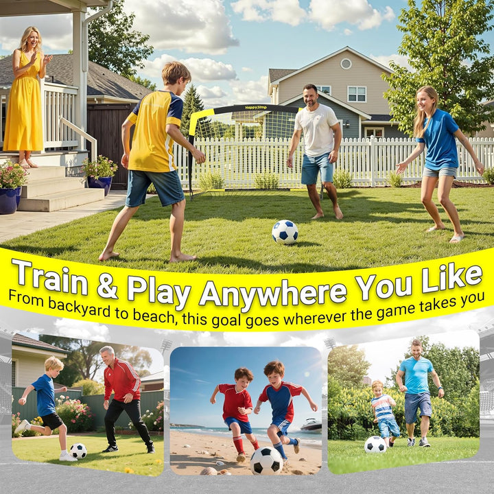 Happy Jump Pop-Up Fussballtor – Faltbar für Kinder & Erwachsene | 1 oder 2 Tore: 120x90 / 152x110 /