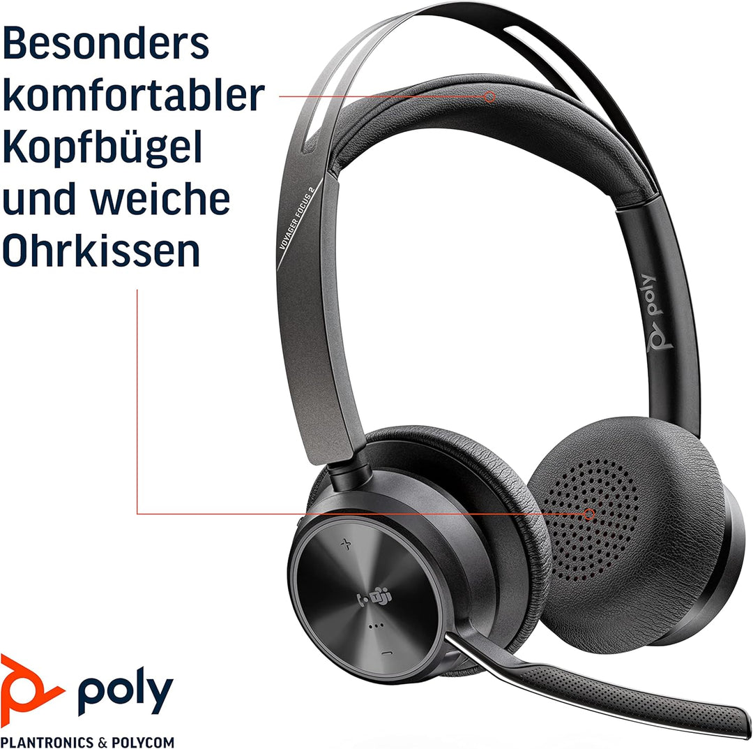 Poly Voyager Focus 2 UC USB-A Headset für Microsoft Teams - B-Ware Alte Version, Alte Version