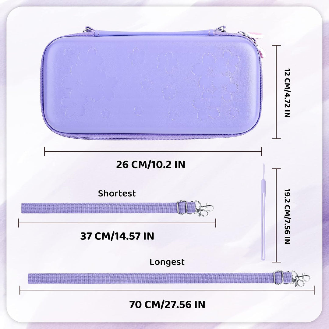 RHOTALL Sakura Embossing Cute Carrying Case Set für Nintendo Switch OLED, Zubehörpaket für Switch OL
