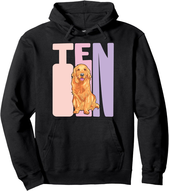 10. Geburtstag Mädchen Golden Retriever süsses Hund Pullover Hoodie