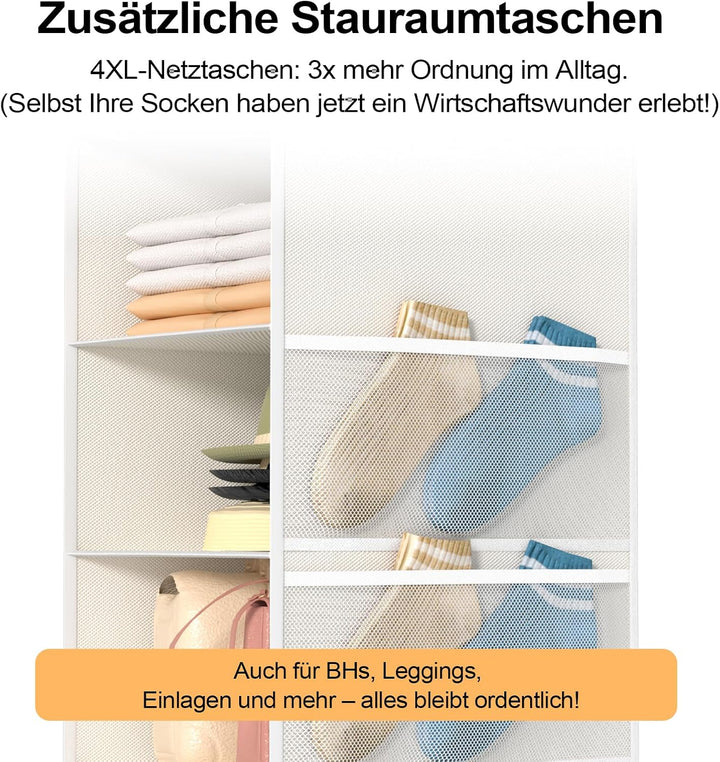 ALLTIDYUP 2 Stück Extra Tiefer Schrank Hängeorganizer – Weiss, 5 Fächer, Kleiderschrank Organizer, S