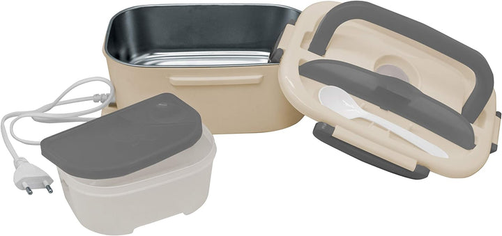 NERTHUS Lunch Box Elektrische Lunchbox mit Hauptfach Edelstahl 18/8 Grau 450 ml - 60 ml FIH 730