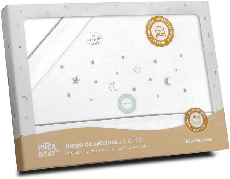 Interbaby Bettwäsche-Set für Kinderbett, 60 x 120 cm, 100% Baumwolle, warm, weich, inklusive Spannbe