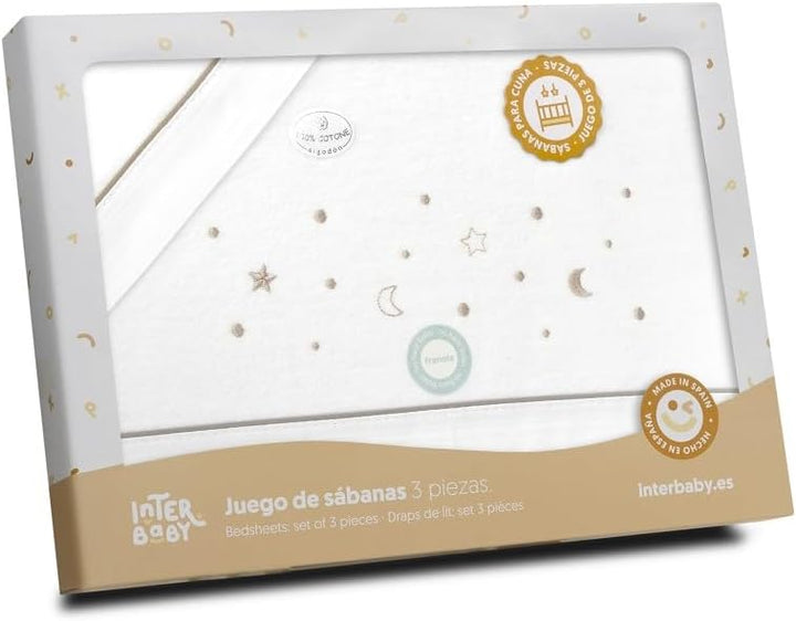 Interbaby Bettwäsche-Set für Kinderbett, 60 x 120 cm, 100% Baumwolle, warm, weich, inklusive Spannbe