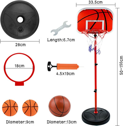 Basketballkorb und Stand Kinder, AolKee Tragbarer 50CM-150cm Mini Basketballkorb Kinder, Verstellbar