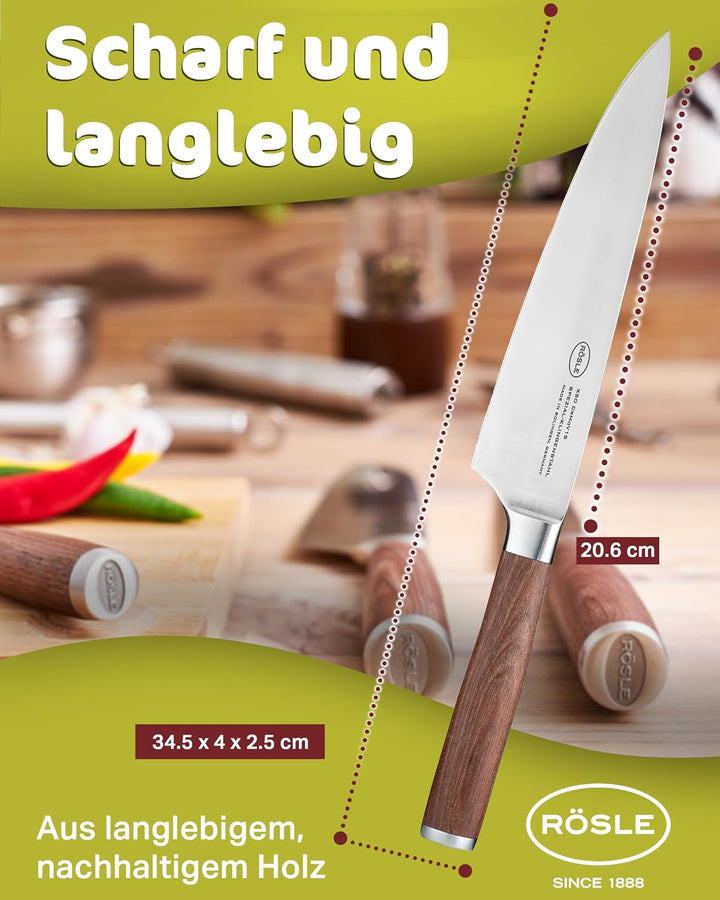 RÖSLE Kochmesser Masterclass, Hochwertiges Küchenmesser zum Schneiden von Fleisch, Fisch, Geflügel u