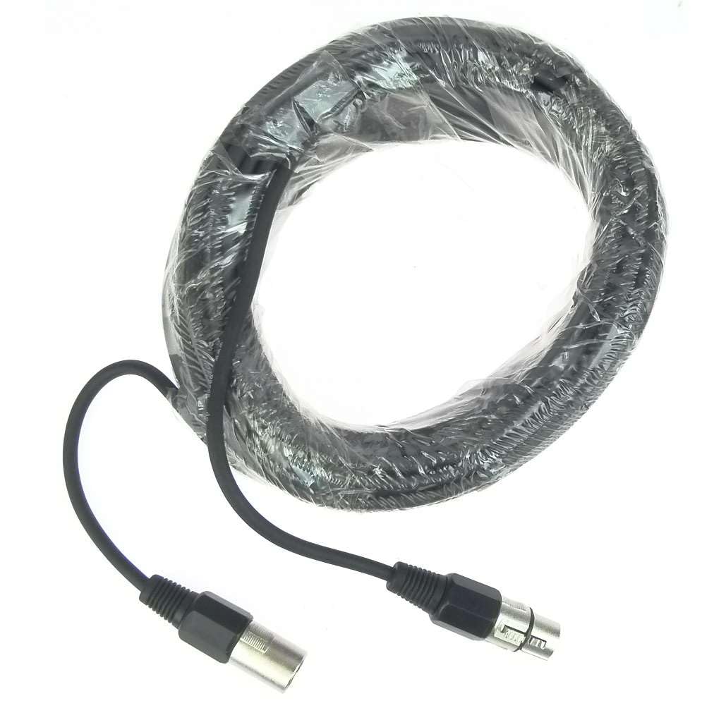 Paccs 1 Stück 20 m Mikrofonkabel Schwarz XLR Stecker male auf XLR Buchse female - Symmetrisch Audio