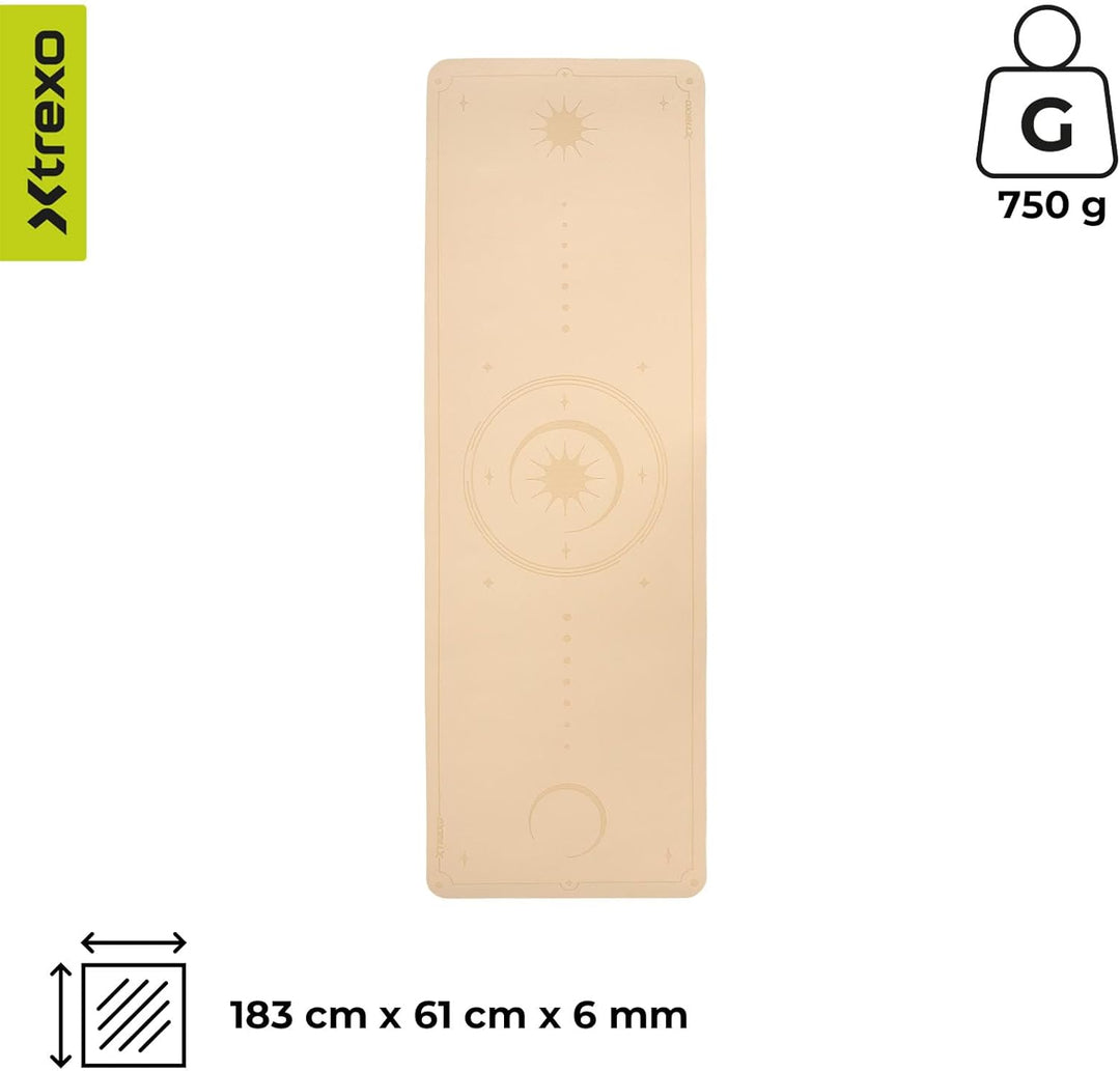 XTREXO Yogamatte 183x61 cm gross und 6 mm dick Yoga Matte aus ökologischem TPE mit rutschfester Ober