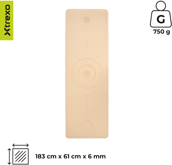 XTREXO Yogamatte 183x61 cm gross und 6 mm dick Yoga Matte aus ökologischem TPE mit rutschfester Ober