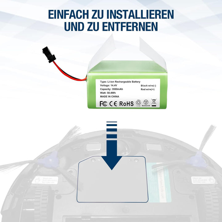 14,4V 3500mAh Li-Ion Ersatzakku Ersatzteile Kompatibel für Conga Excellence 990,950,1090 und Eufy Ro