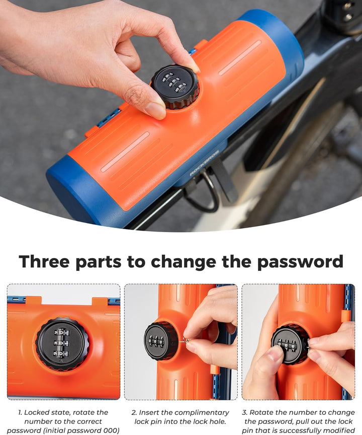 ROCKBROS Fahrrad Oberrohrtasche 0,7L, wasserdichte Fahrradbox mit Zahlenschloss, Robuste Rahmentasch