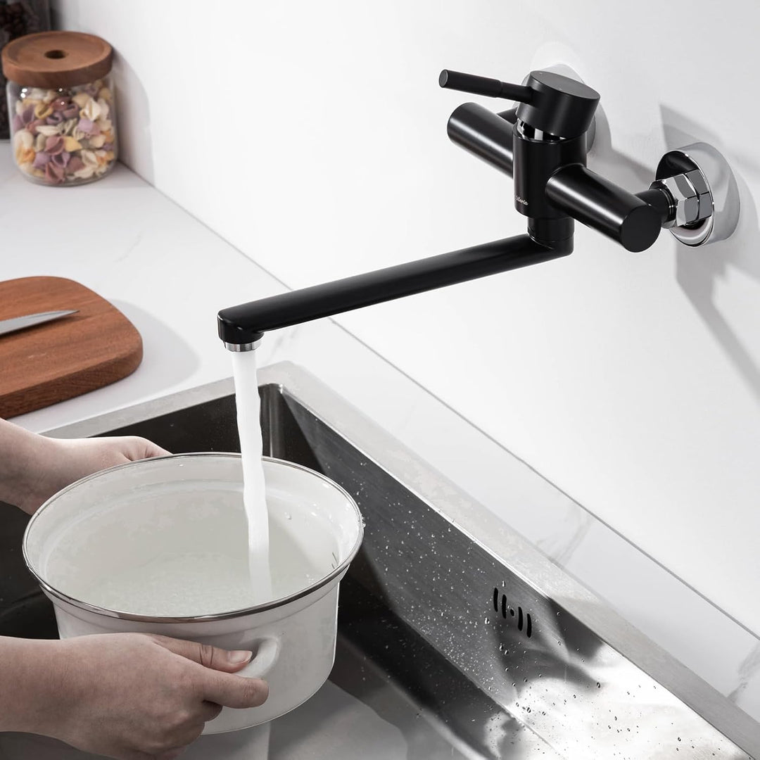 Kelleria Wandarmatur Küchenarmatur Wandmontage, Spültischarmatur Wand 360° Drehbare Einhebelmischer,