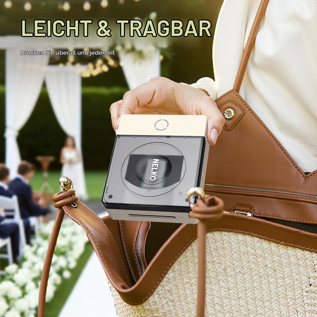 Nelko Fotodrucker PP02 Farbe Tragbarer Mini Fotodrucker für Smartphone, Tintenstrahl Aufkleber Druck