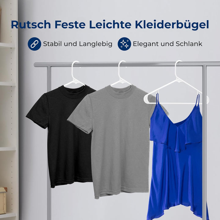 SereneLife Kleiderbügel Weiss 100 Stück, Clothes Hanger, Kleiderbügel Kunststoff, Kleiderbügel platz